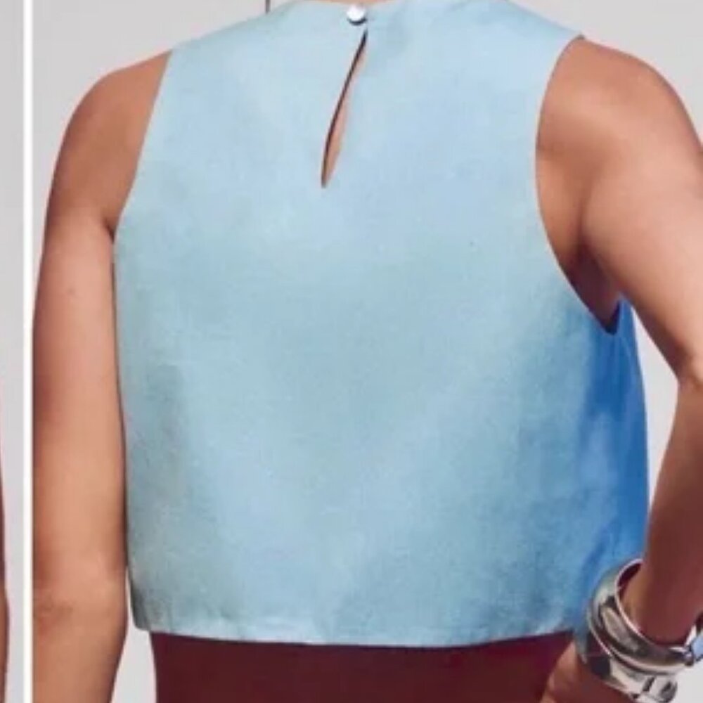 "Mare Mare Cropped Sleeveless Denim Top - Picture 2 of 2